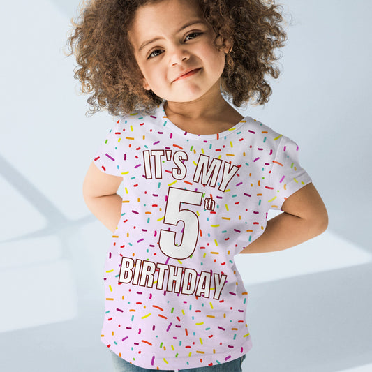 Girls Colorful Sprinkles Custom Age It's My Birthday T-Shirt