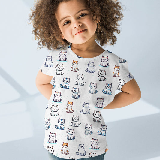 Girls Cat Pattern T-Shirt