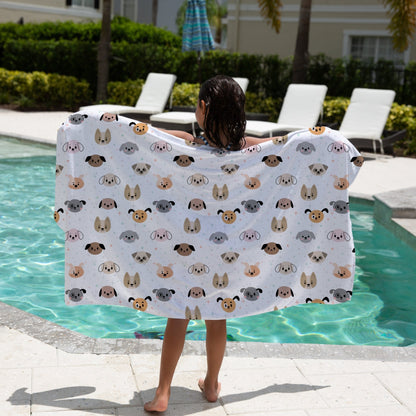 Kids Dog Face Beach Towel