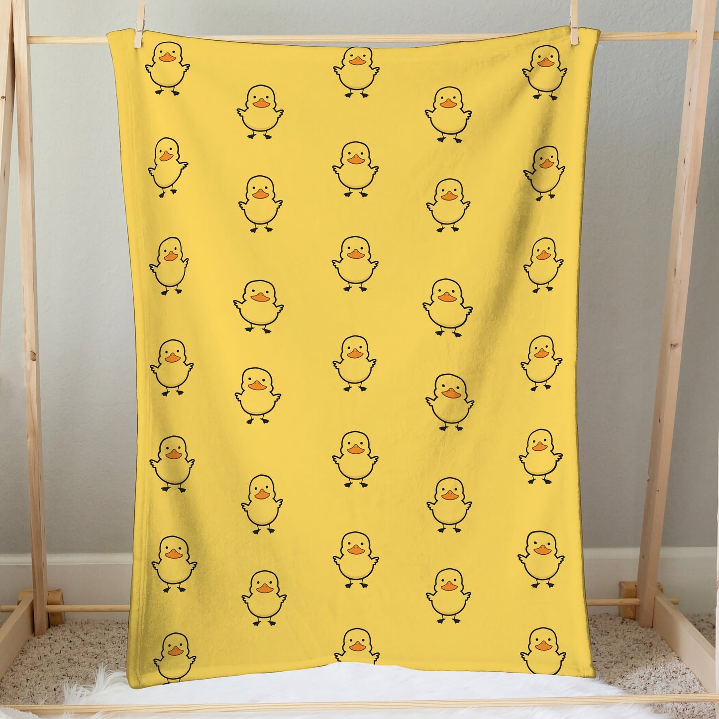 Soft Plush Yellow Duck Plush Minky Blanket For Kids