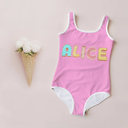 Custom Name Cookie Girls Swimsuit