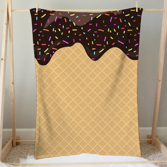 Chocolate Ice Cream Cone Plush Minky Blanket