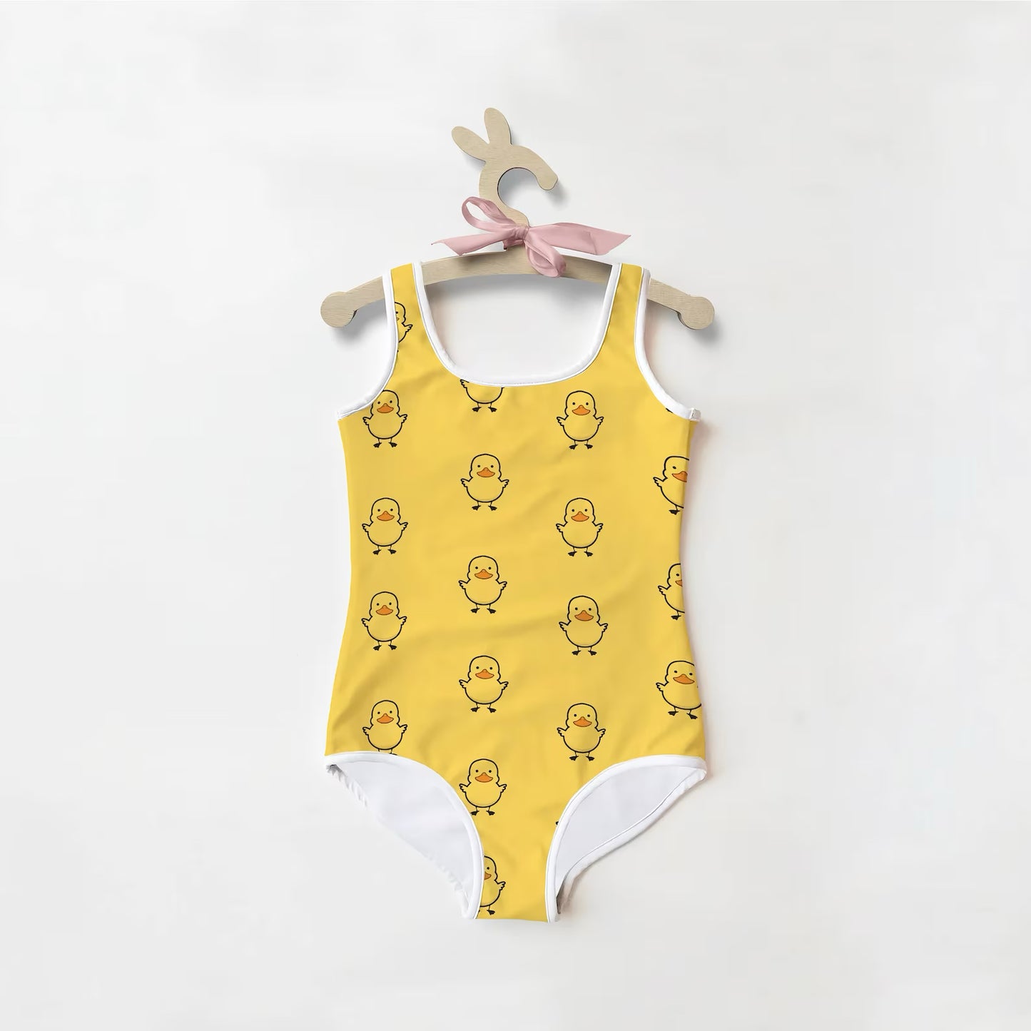 Girls Yellow Rubber Duck Buttery Soft Swimsuit With UPF 50+