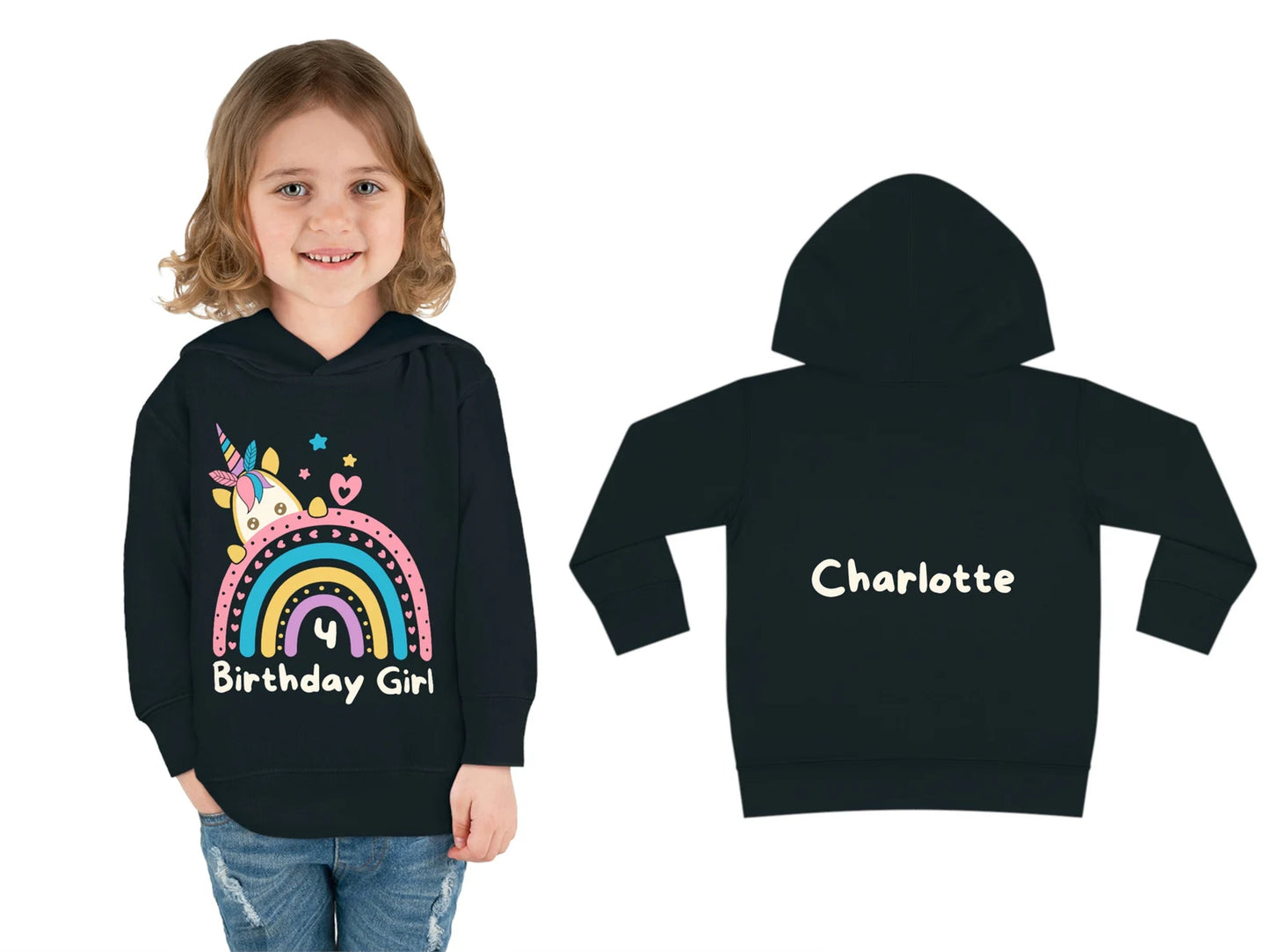 Custom Age & Name (On Back) Birthday Girl Kids Hoodie