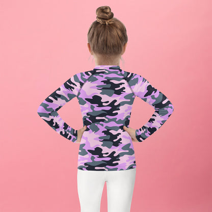 Girls Purple Camouflage Rash Guard