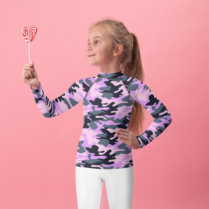 Girls Purple Camouflage Rash Guard