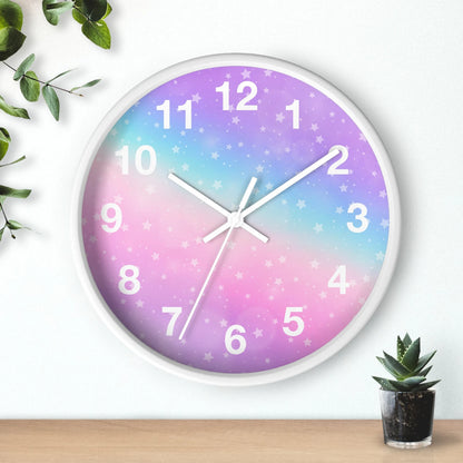 Girls Rainbow Stars Wall Clock