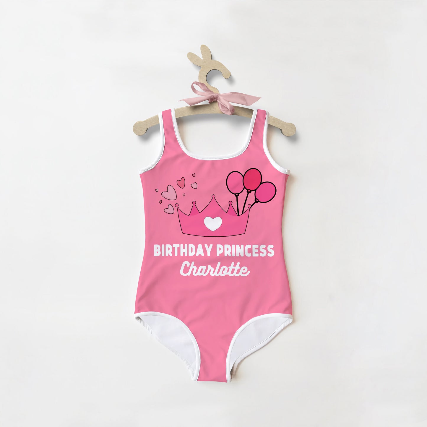 Girls Birthday Princess Custom Name Swimsuit