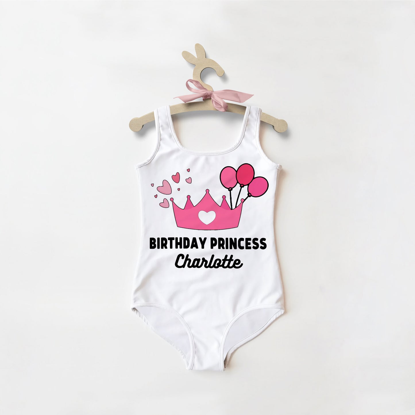 Girls Birthday Princess Custom Name Swimsuit