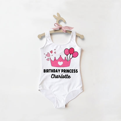 Girls Birthday Princess Custom Name Swimsuit