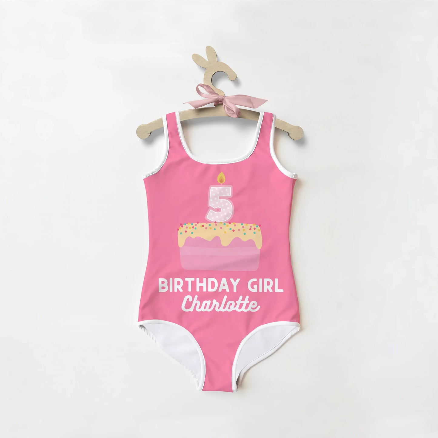 Birthday Girl Custom Name & Age Cake Swimsuit