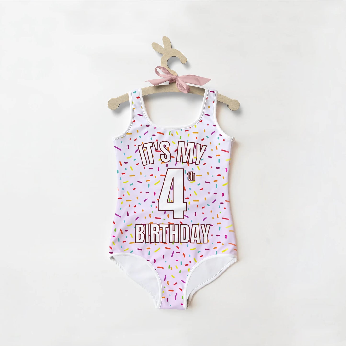 Girls Colorful Sprinkles Custom Age It's My Birthday Swimsuit