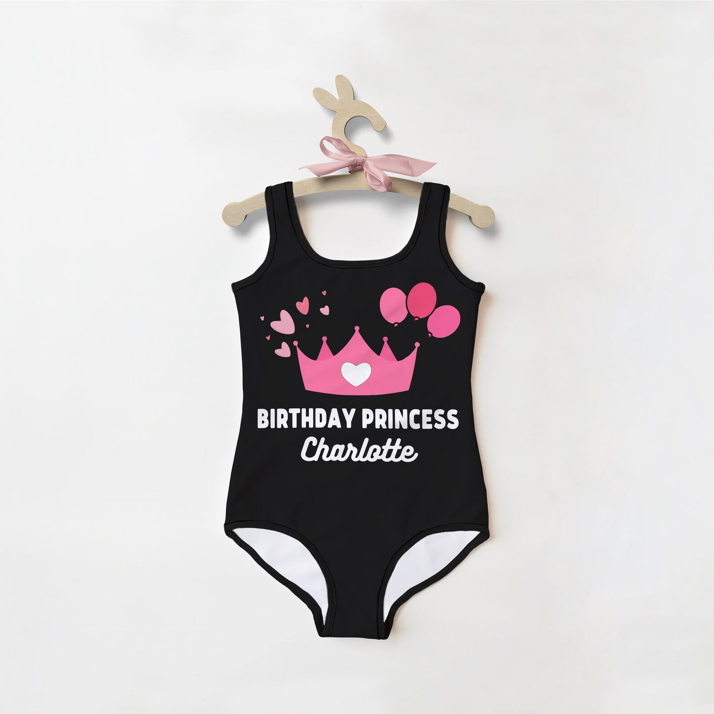 Girls Birthday Princess Custom Name Swimsuit