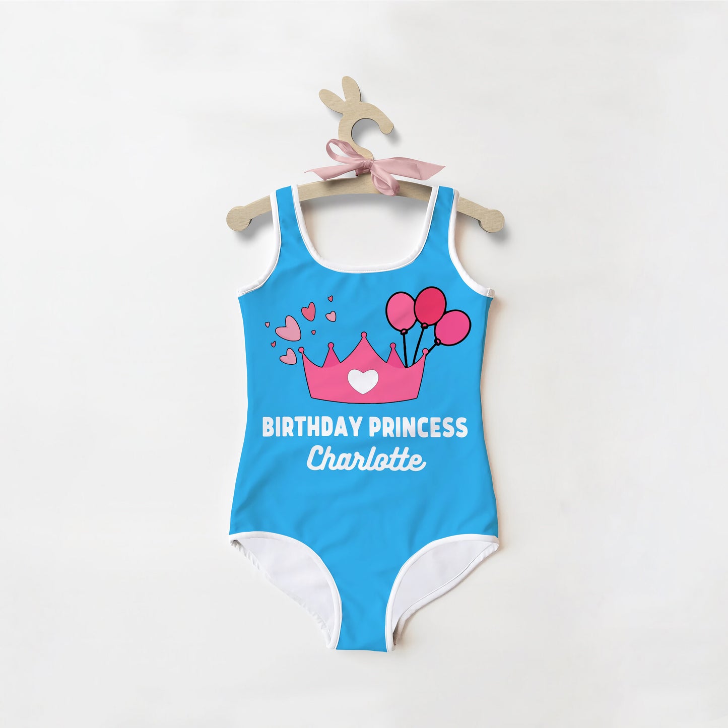 Girls Birthday Princess Custom Name Swimsuit