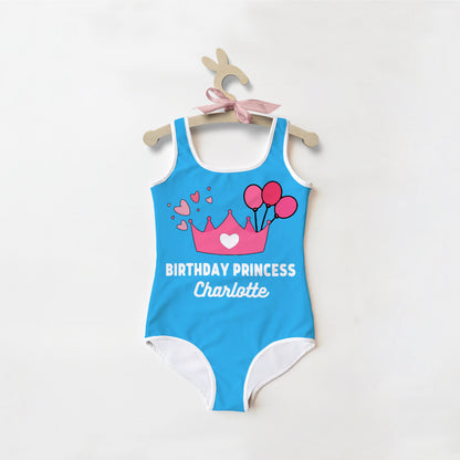 Girls Birthday Princess Custom Name Swimsuit