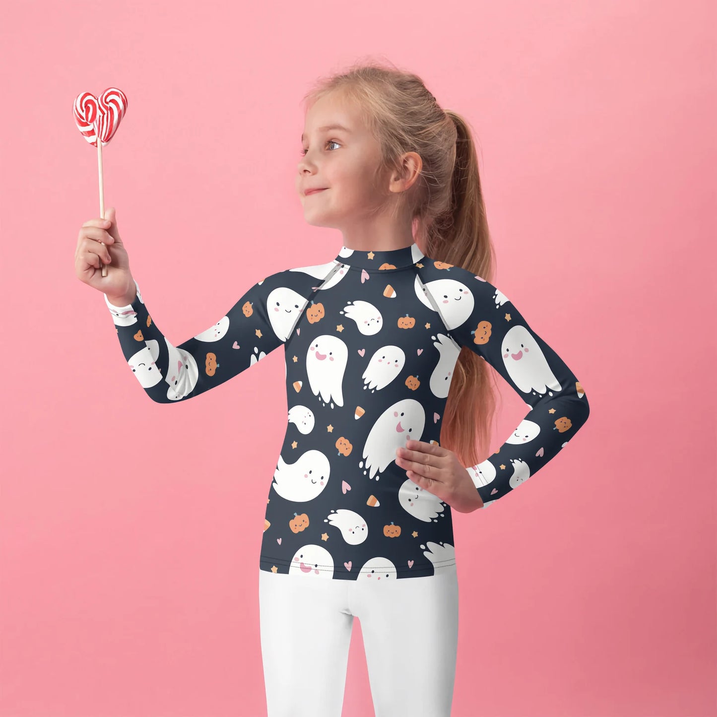 Kids Ghost Halloween Rash Guard