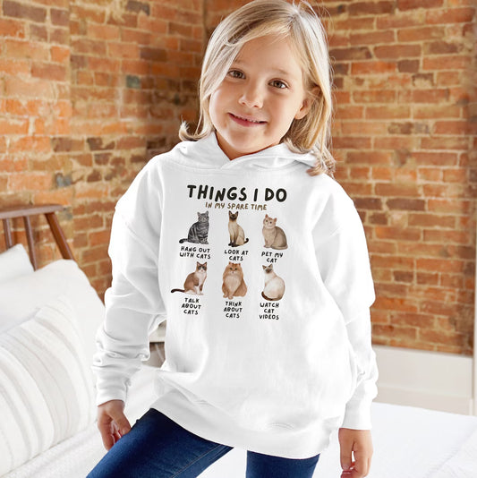 Kids 'Things I Do In My Spare Time' Cat Hoodie With Pocket