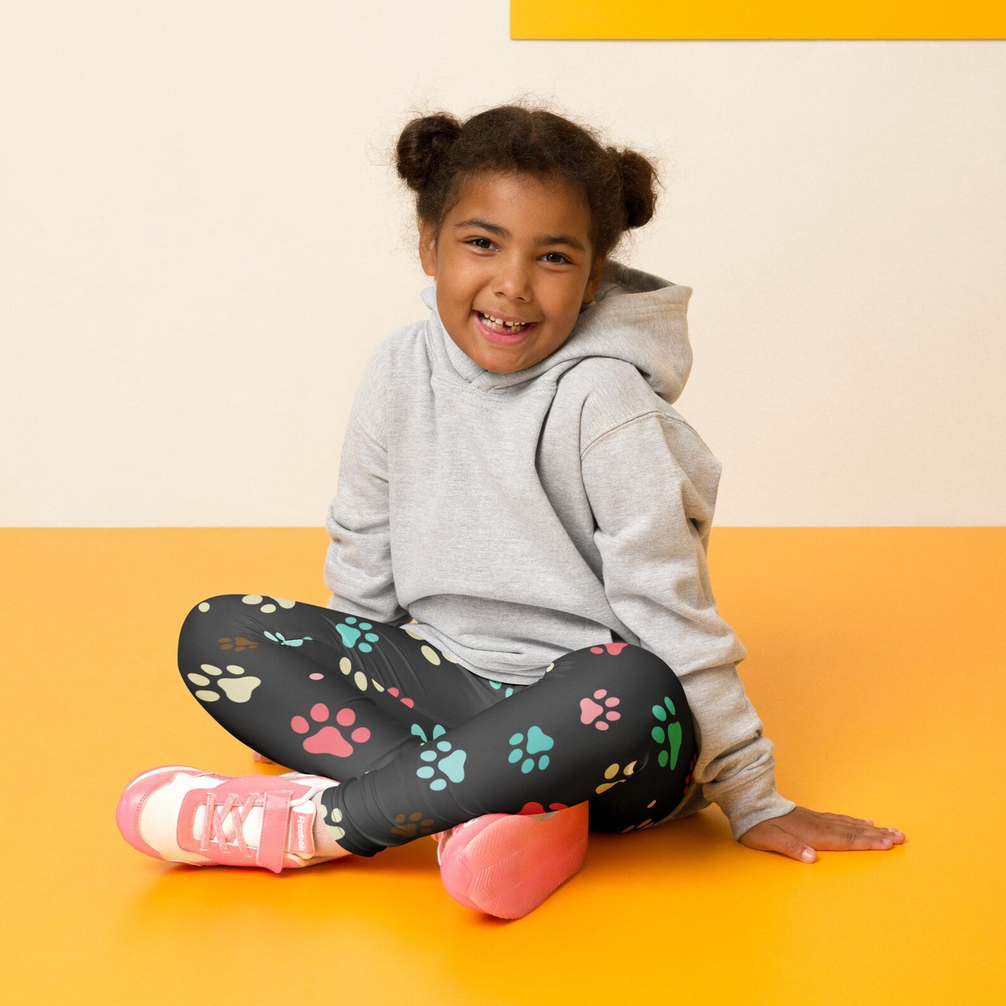 Kids Colorful Paw Print Leggings