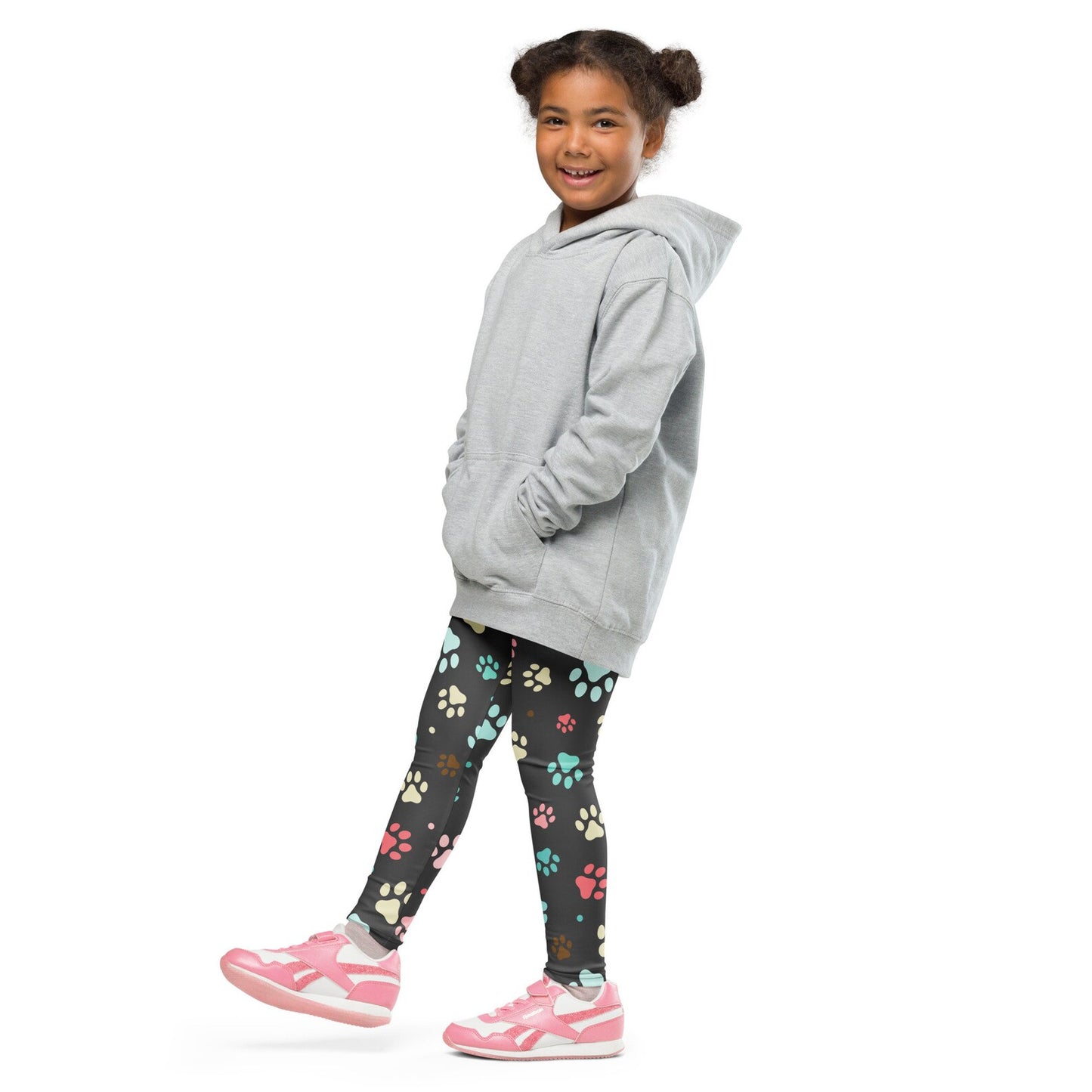 Kids Colorful Paw Print Leggings