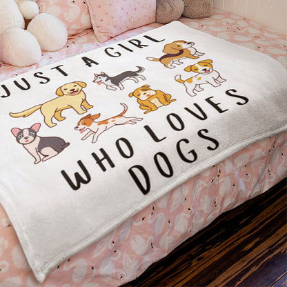 Just A Girl Who Loves Dogs Plush Minky Blanket