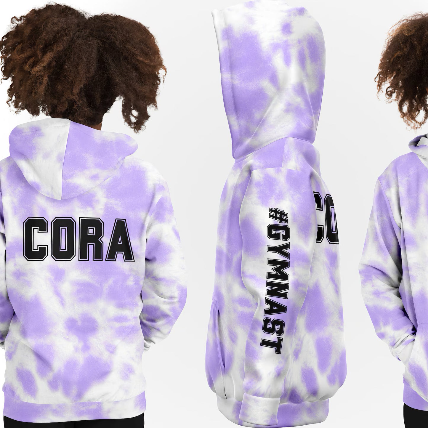 Girls Customizable Faux Purple Tie Dye Hoodie