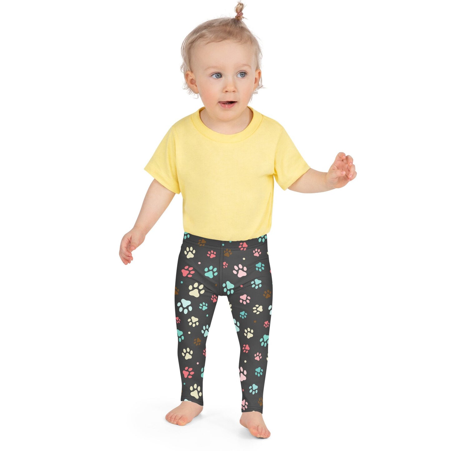 Kids Colorful Paw Print Leggings