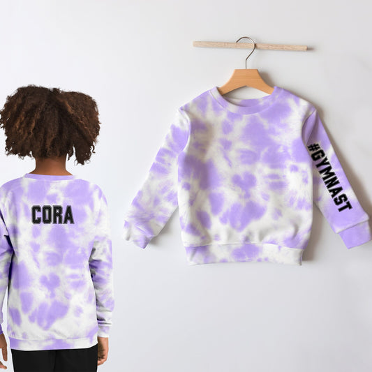 Girls Customizable Faux Purple Tie Dye Sweatshirt