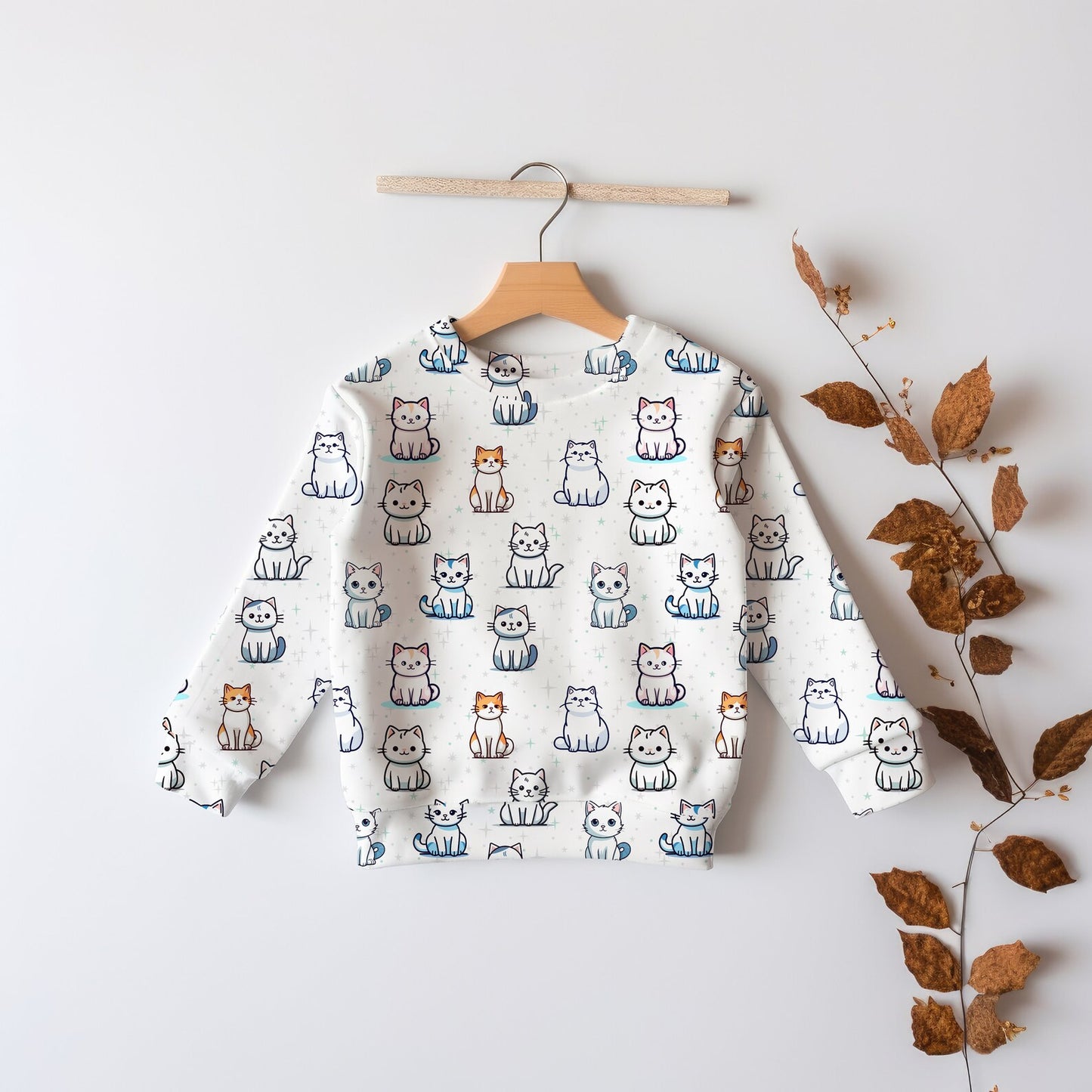 Girls Cat Pattern Sweatshirt