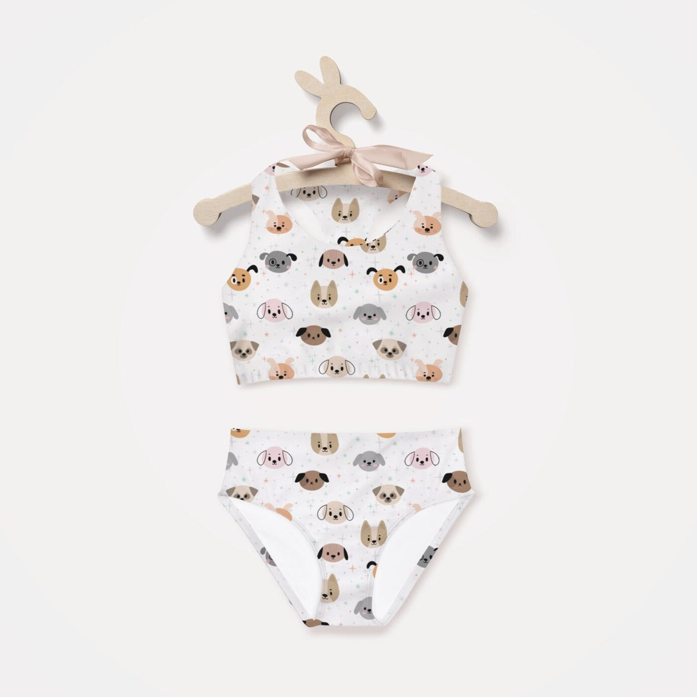 Girls Dog Face Two Piece Swimsuit