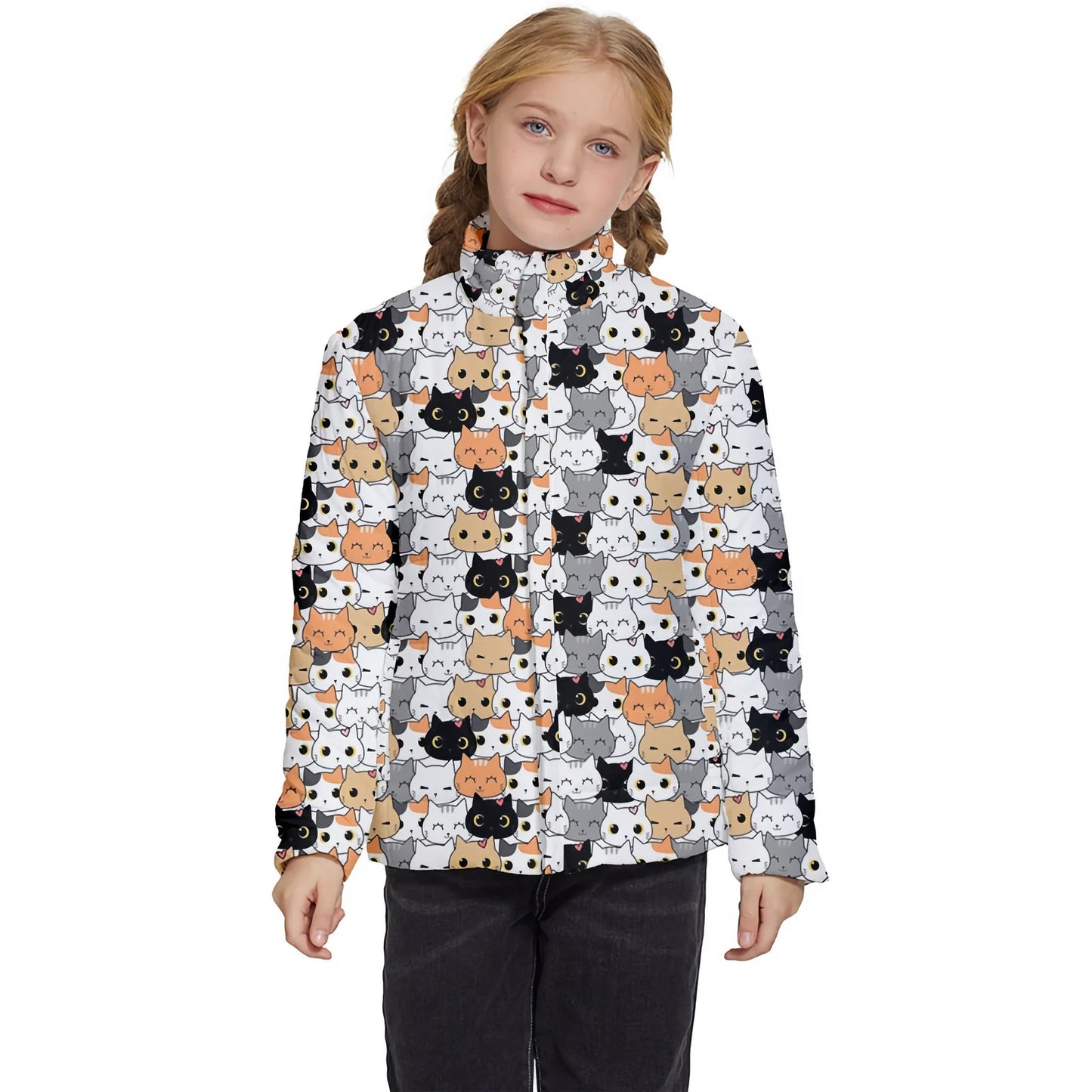 Girls Cat Face Zipper Jacket