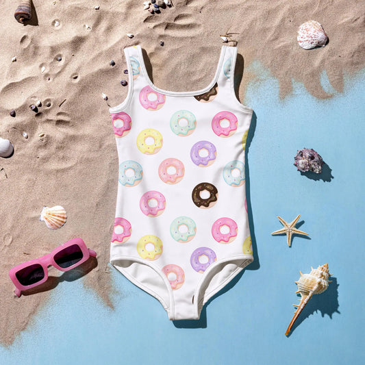 Girls Colorful Donuts Swimsuit