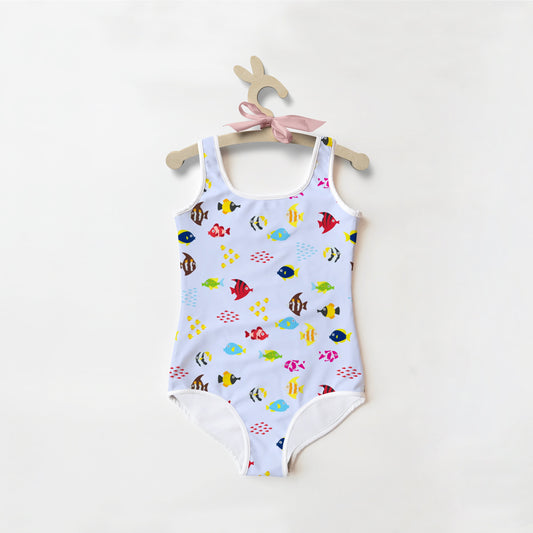 Girls Tropical Fish Buttery Soft Swimsuit With UPF 50+