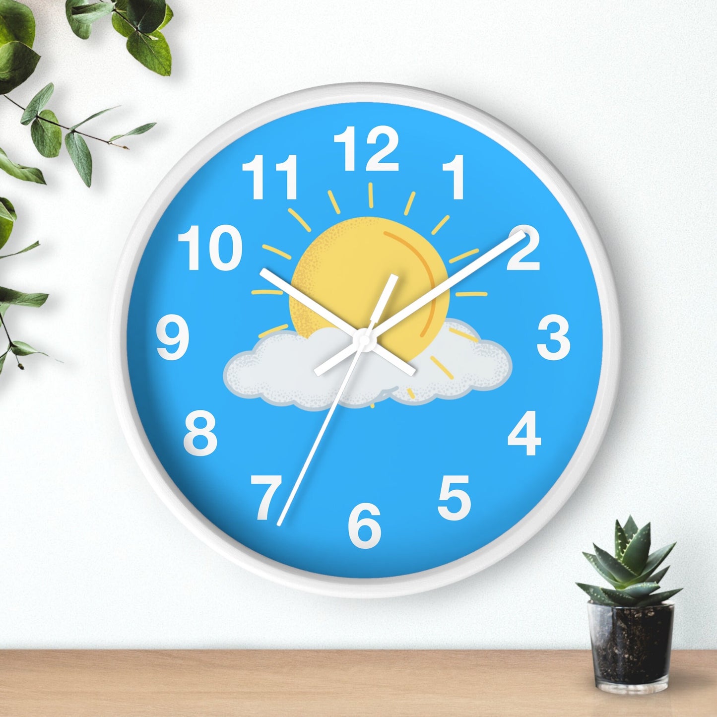 Partly Sunny Blue Skies Silent Wall Clock