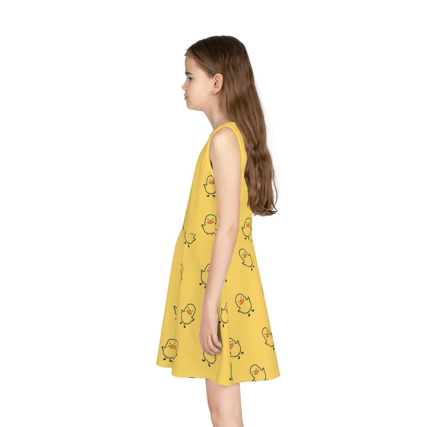 Girls Yellow Rubber Duck Sleeveless Dress