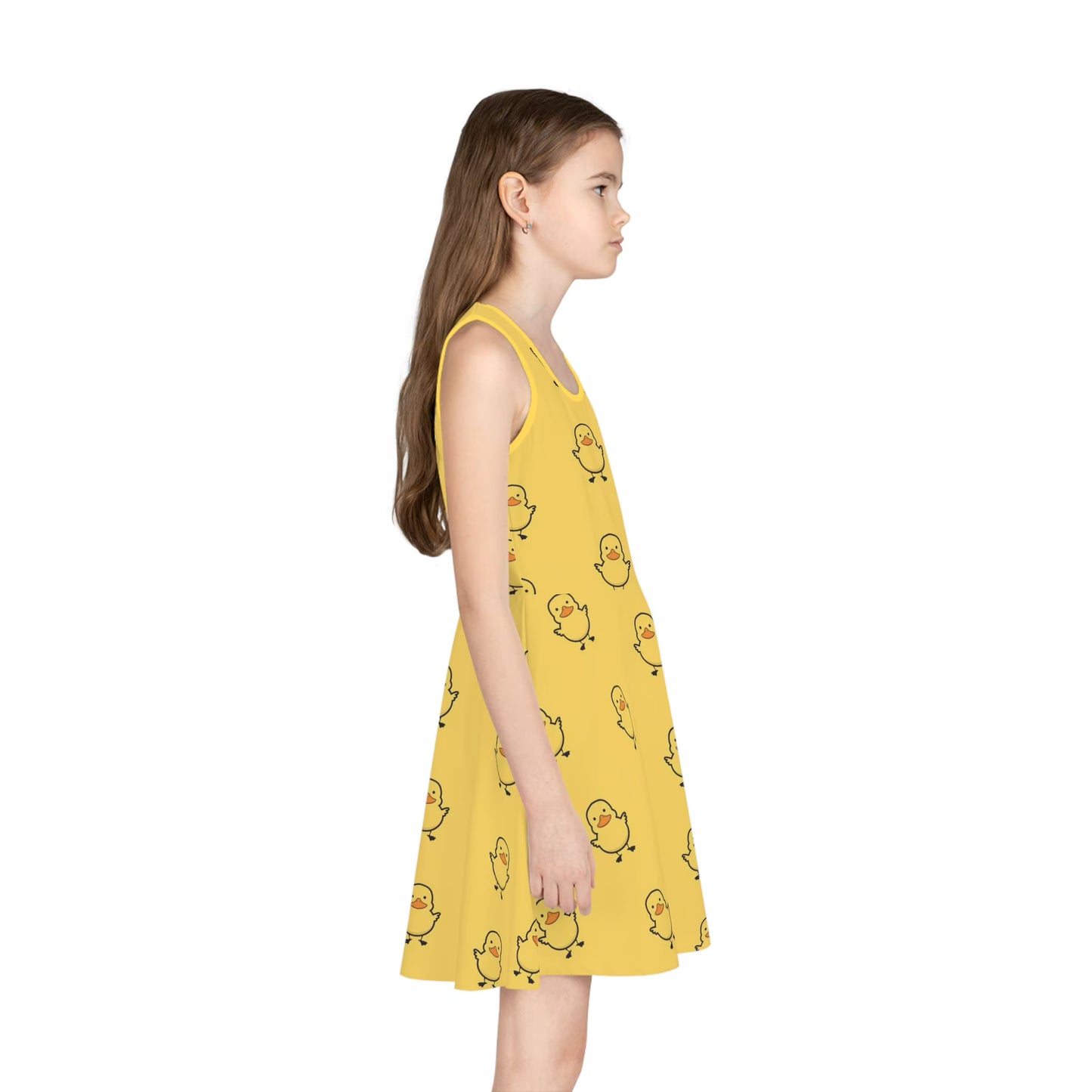 Girls Yellow Rubber Duck Sleeveless Dress