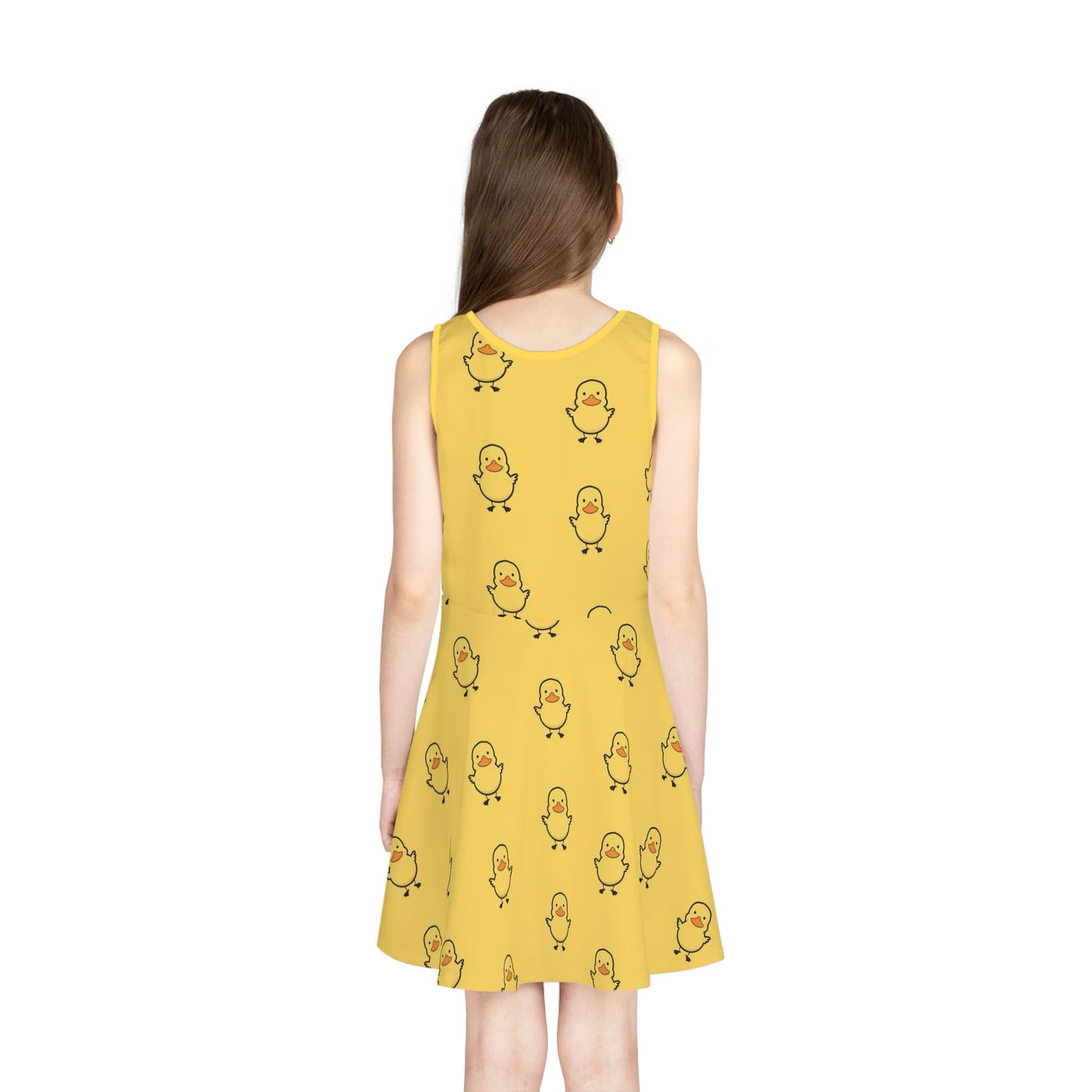 Girls Yellow Rubber Duck Sleeveless Dress