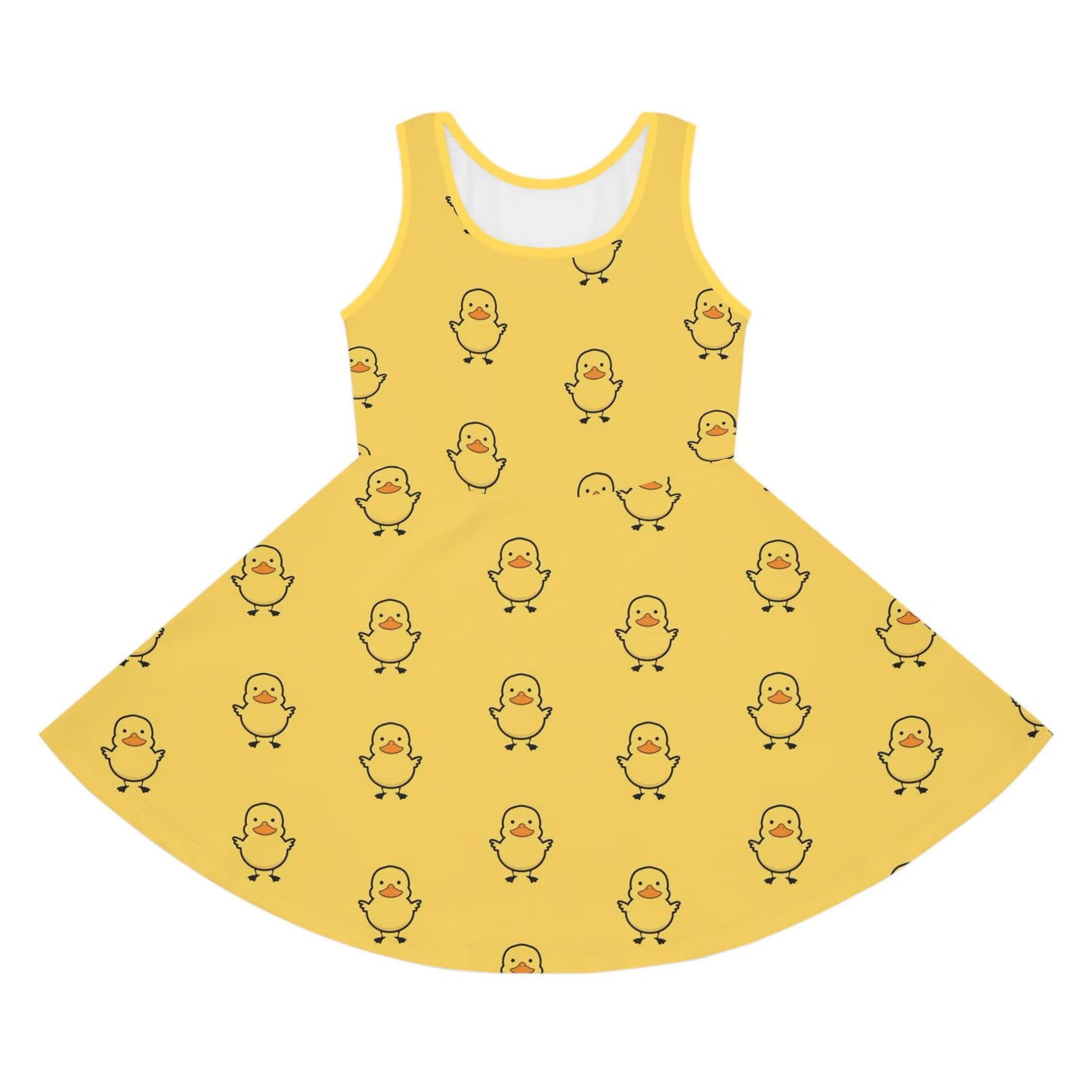 Girls Yellow Rubber Duck Sleeveless Dress