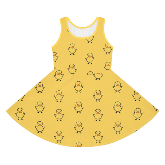 Girls Yellow Rubber Duck Sleeveless Dress