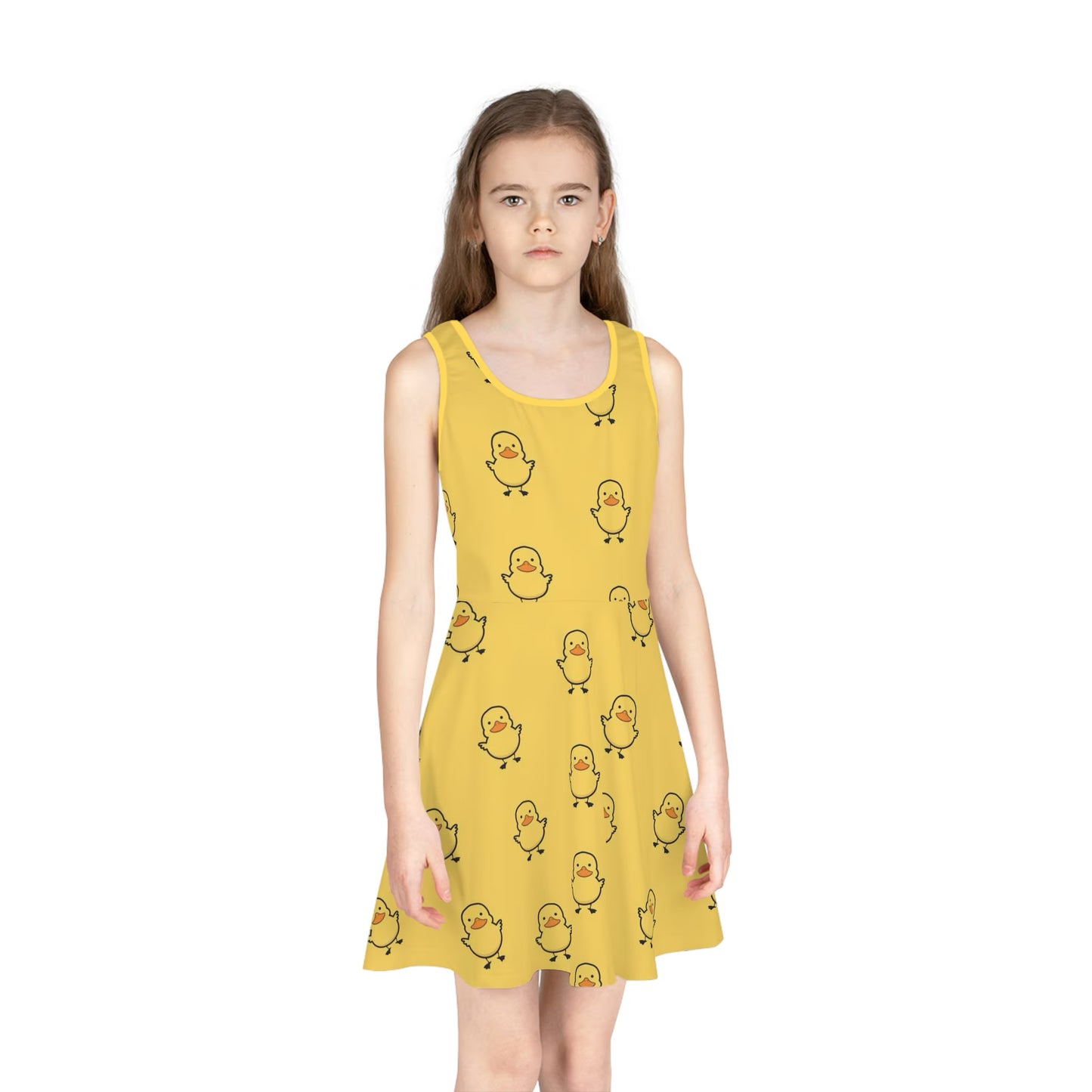 Girls Yellow Rubber Duck Sleeveless Dress