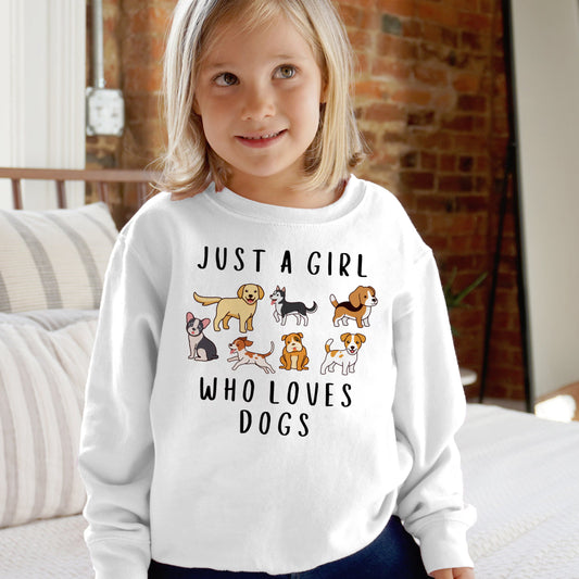 Girls 'Just a Girl Who Loves Dogs' Cozy Sweatshirt – Fun & Comfortable Pullover for Dog-Loving Kids