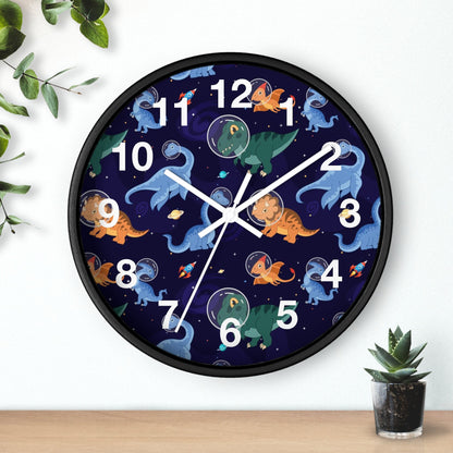 Kids Space Dinosaur Silent Wood Wall Clock