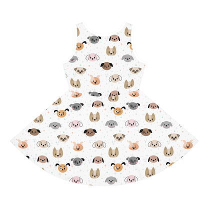 Girls Dog Face Sleeveless Dress