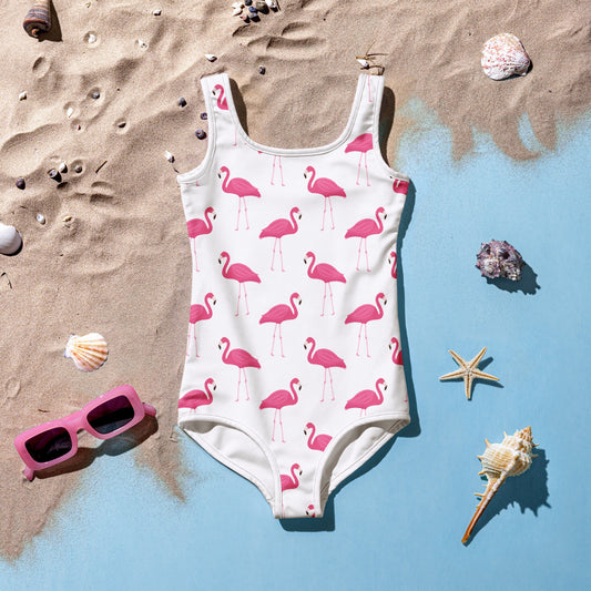 Girls Pink Flamingo Buttery Soft Swimsuit