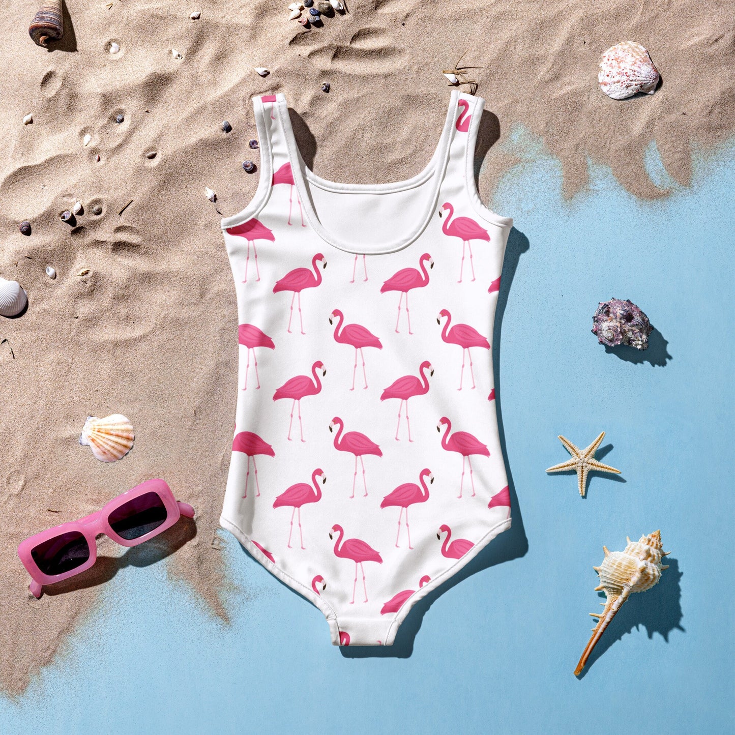 Girls Pink Flamingo Buttery Soft Swimsuit