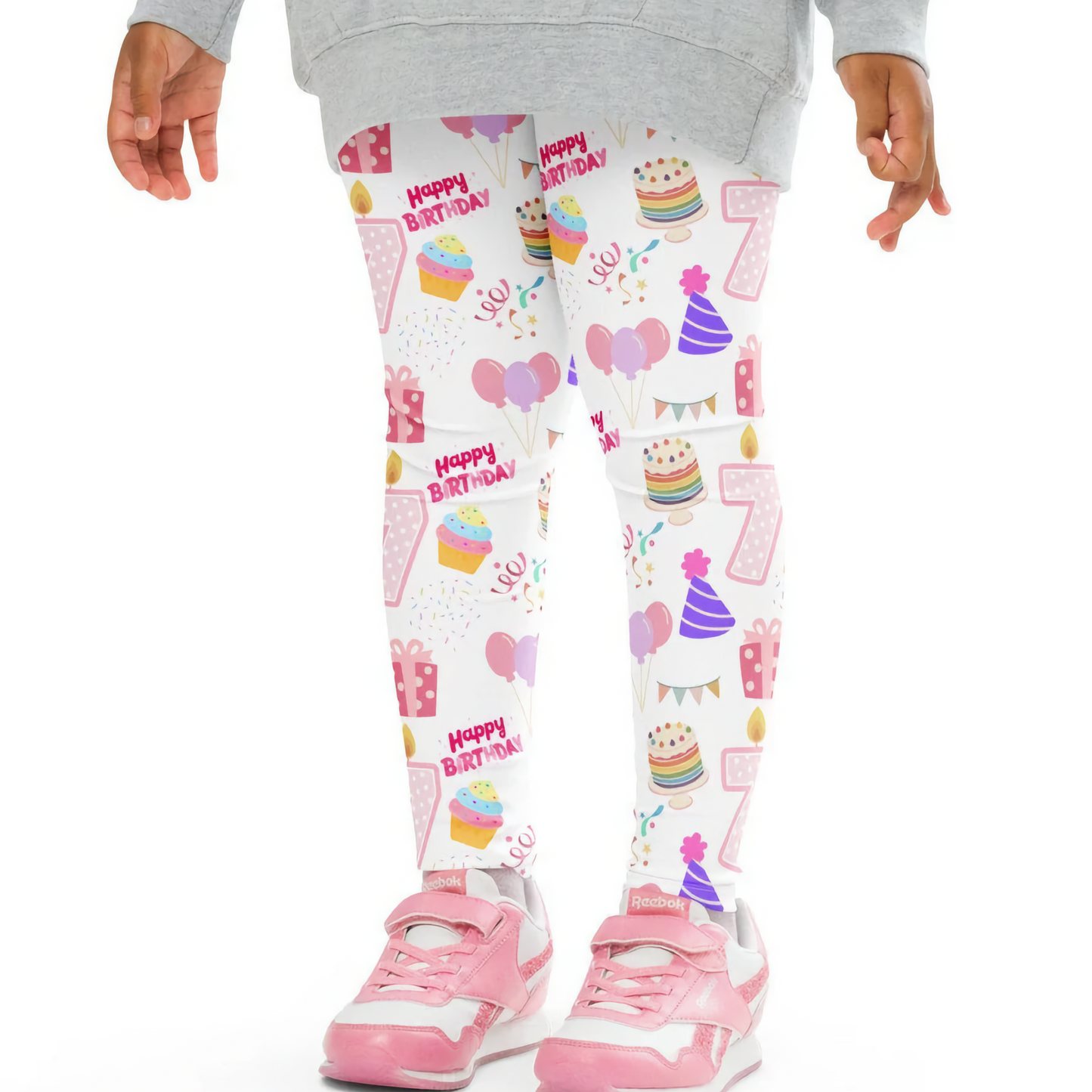 Girls Custom Age Birthday Party Buttery Soft Leggings