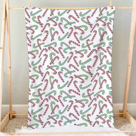 Red And Green Candy Cane Christmas Blanket