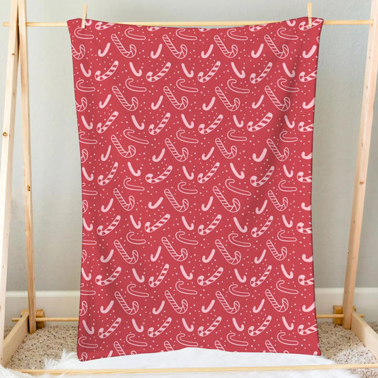 Red Candy Cane Christmas Blanket