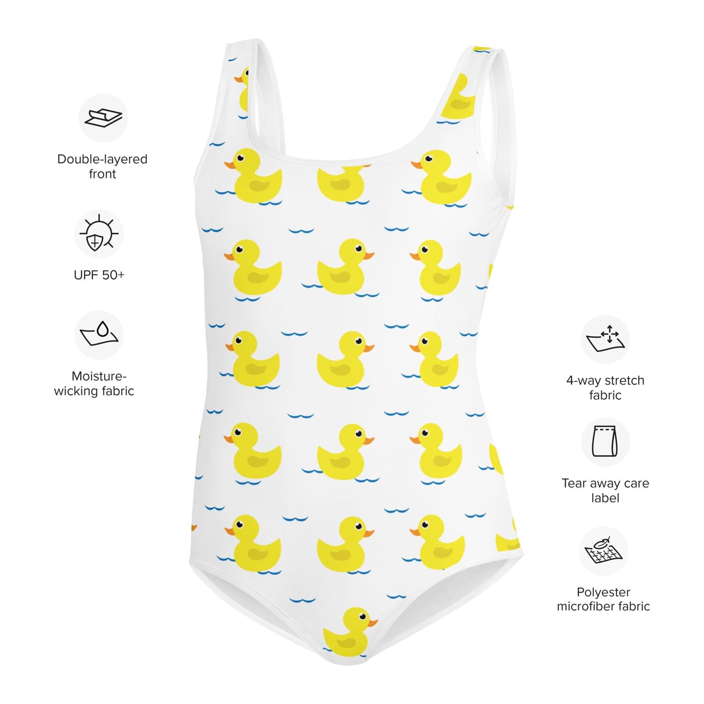 Girls Yellow Floating Ducks Buttery Soft Swimsuit