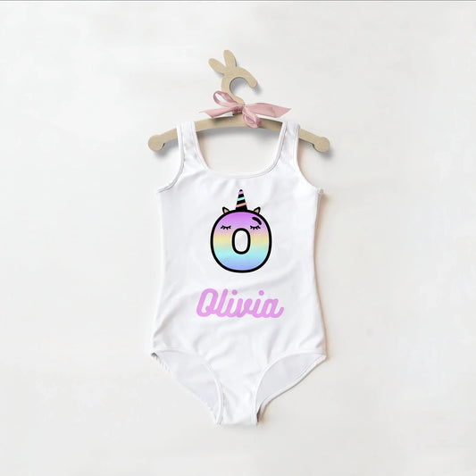 Custom Unicorn Initial Swimsuit for Girls