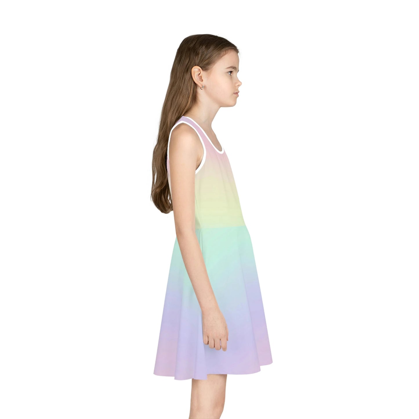 Girls Pastel Rainbow Sleeveless Dress